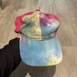 Tie-Dye Cap with Pink Mesh